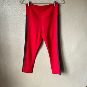 Zyia Red Royalty Cropped Stripe Leggings Size 6/8